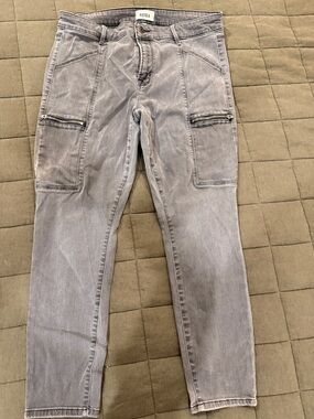 Pistola Gray Washed High-Rise CroppedJeans